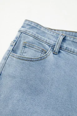 New Dear-Lover Bowknot Decor Boyfriend Cargo Jeans Beau Blue