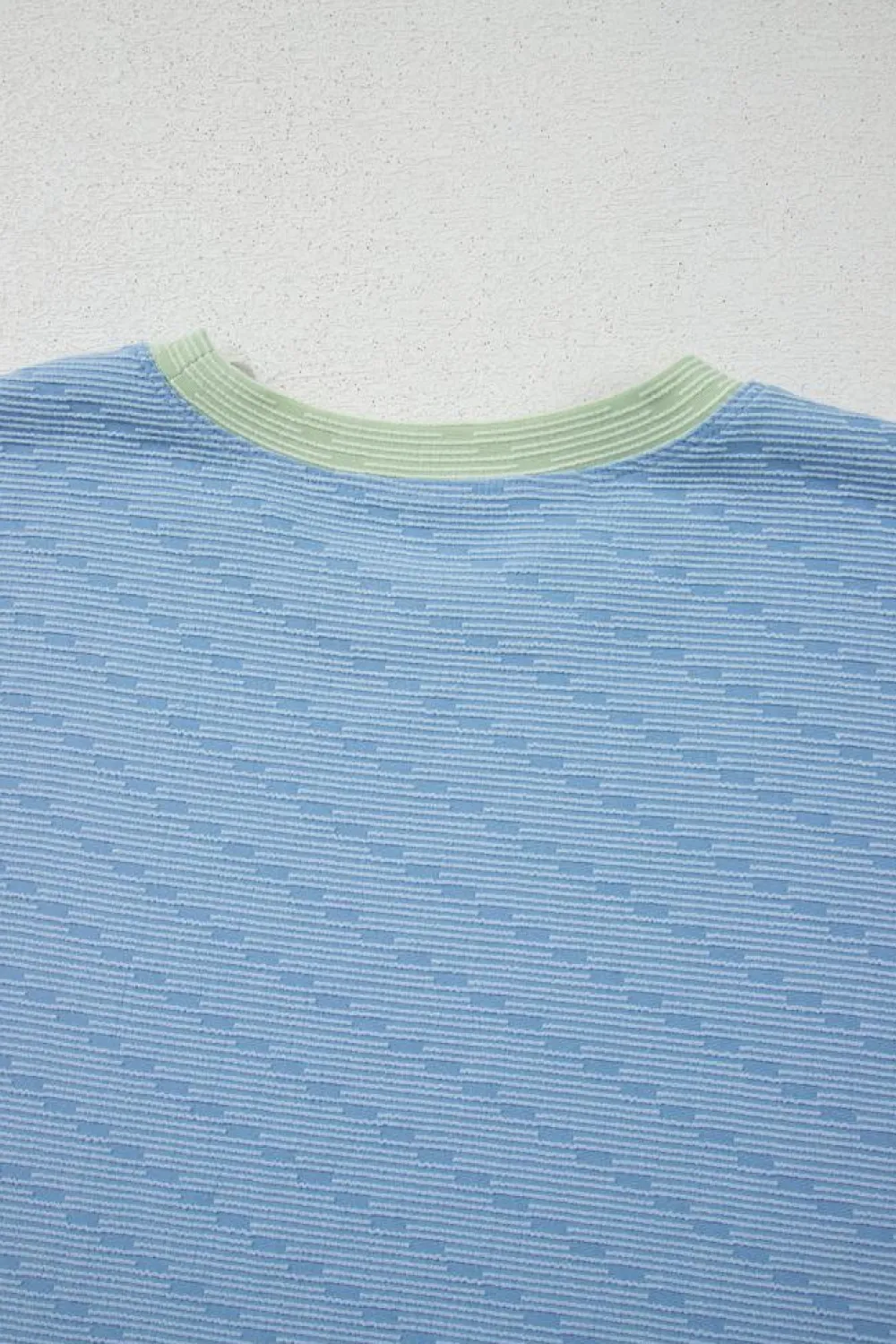 Clearance Dear-Lover Corded Knit Contrast Trim Round Neck Cap Sleeve 2pcs Short Set Beau Blue