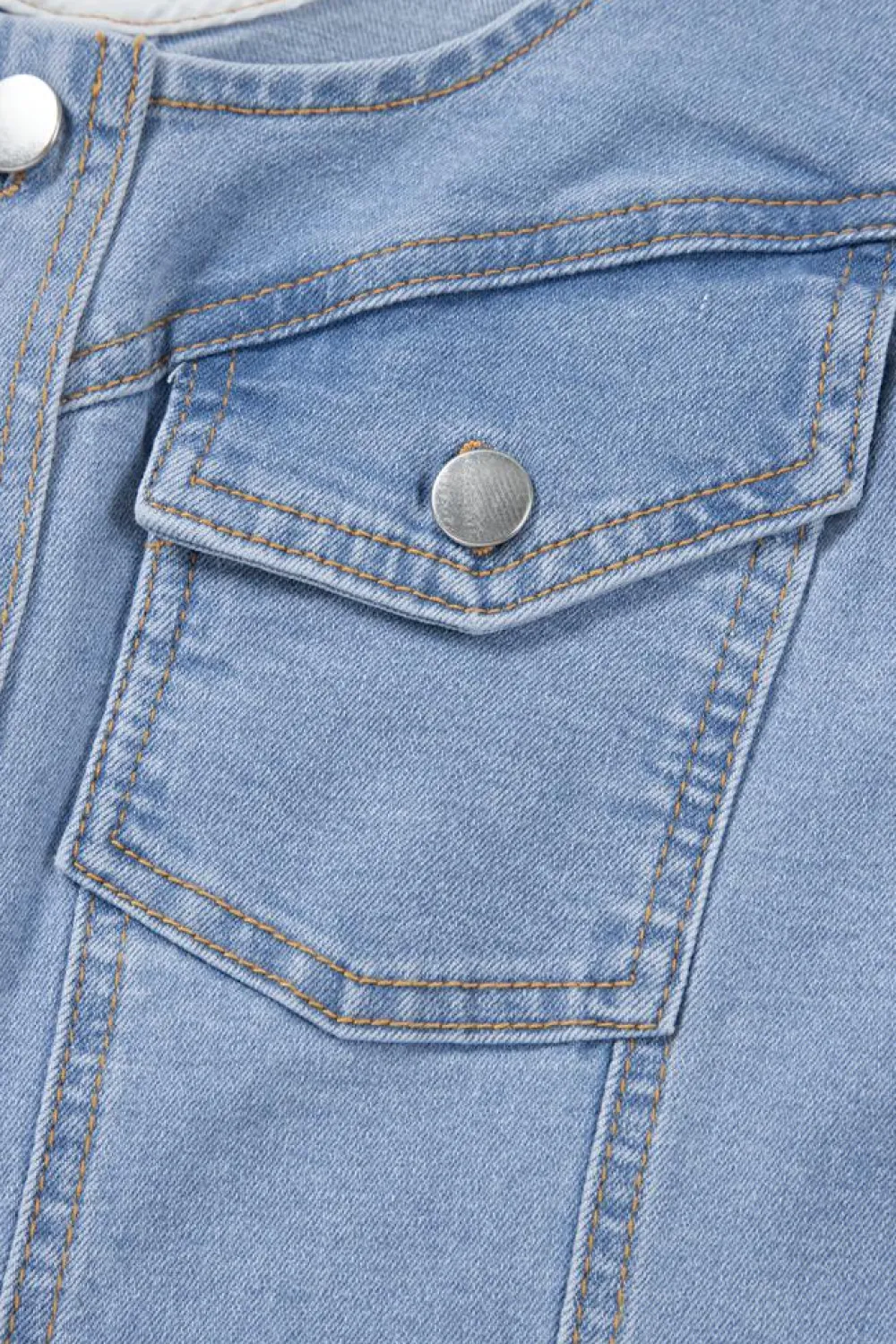 Discount Dear-Lover Light Wash Denim Buttoned Front Chest Pockets Sleeveless Slim Mini Dress Beau Blue