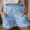 Sale Dear-Lover Light Wash Pocketed Wide Leg Denim Shorts Beau Blue