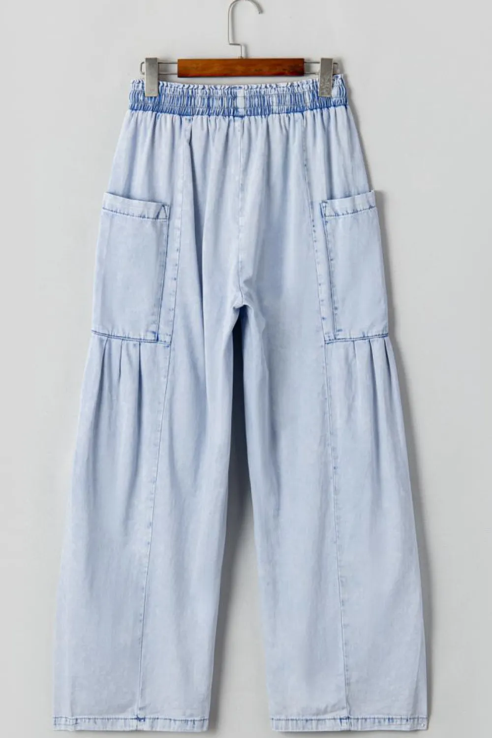 Outlet Dear-Lover Light Wash Side Pockets Elastic High Waist Wide Leg Oversized Jeans Beau Blue
