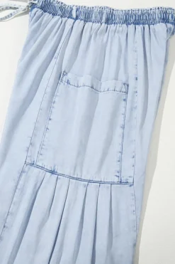 Outlet Dear-Lover Light Wash Side Pockets Elastic High Waist Wide Leg Oversized Jeans Beau Blue