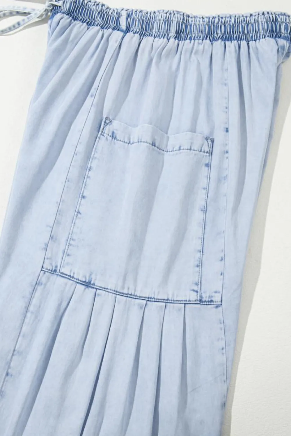 Outlet Dear-Lover Light Wash Side Pockets Elastic High Waist Wide Leg Oversized Jeans Beau Blue