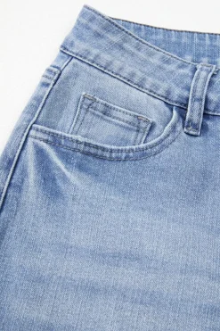 Online Dear-Lover Mineral Wash Raw Hem High Waist Flared Jeans Beau Blue