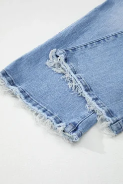 Online Dear-Lover Mineral Wash Raw Hem High Waist Flared Jeans Beau Blue