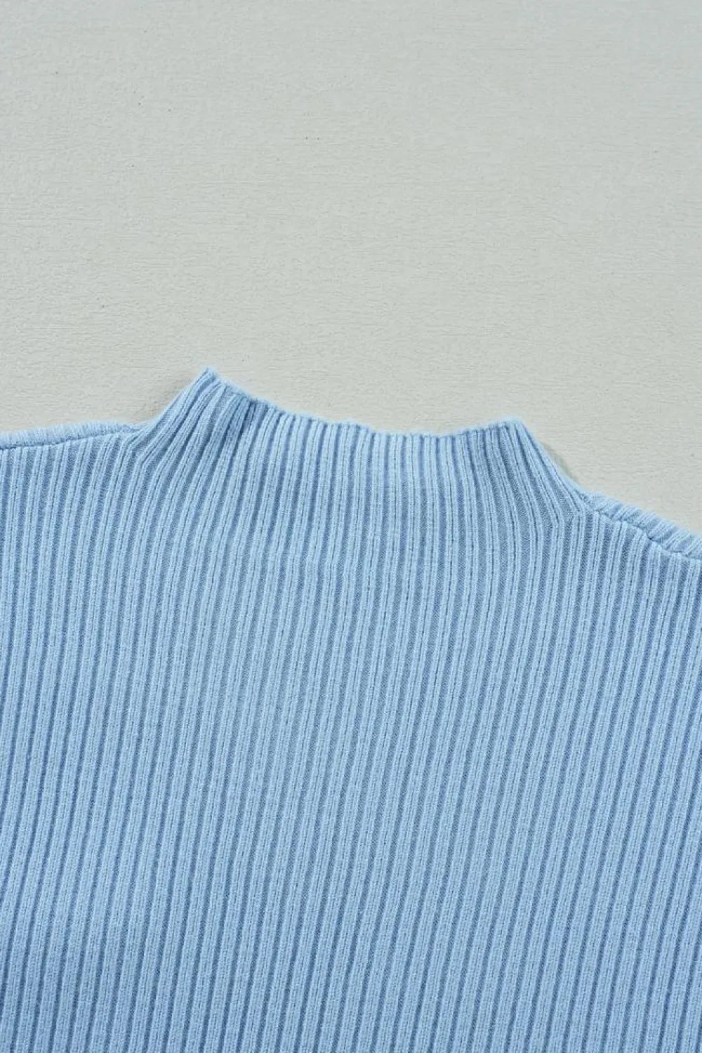 Best Dear-Lover Patch Pocket Ribbed Knit Short Sleeve Sweater Beau Blue