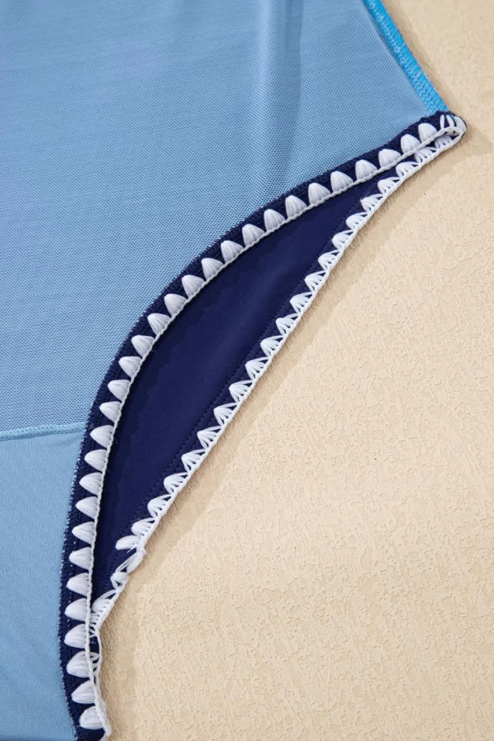 Clearance Dear-Lover Ric Rac Trim Contrasted Patchwork Cutout One Piece Swimsuit Beau Blue
