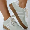 Clearance Dear-Lover Striped Lace-up Flat Sneakers Beau Blue