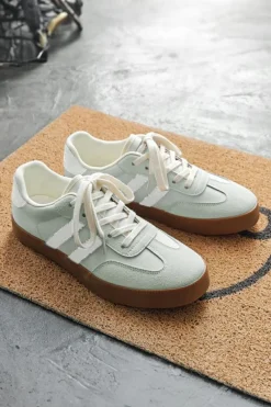 Clearance Dear-Lover Striped Lace-up Flat Sneakers Beau Blue