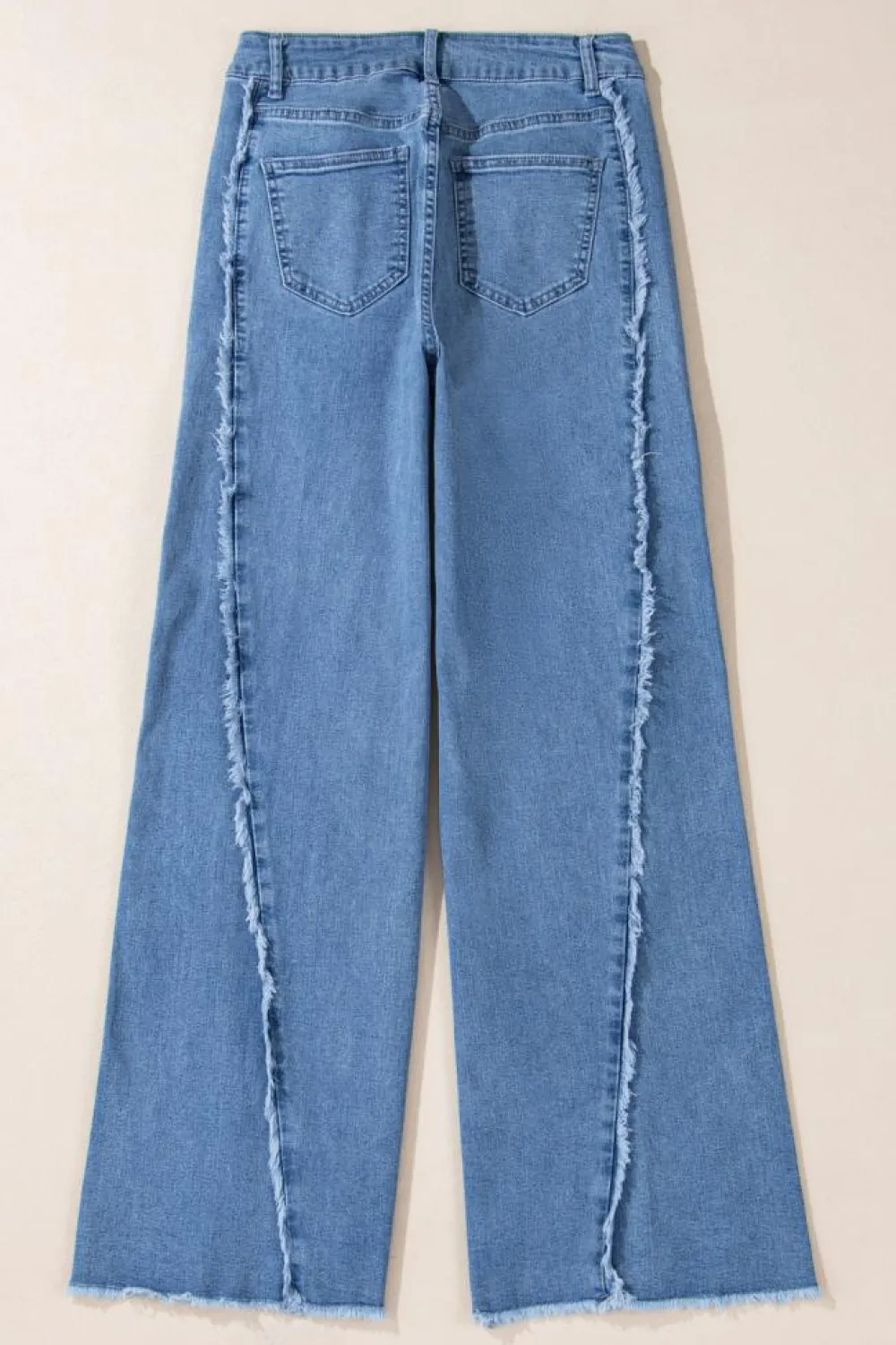 Clearance Dear-Lover Vintage Stitching Raw Hem Flared Jeans Beau Blue