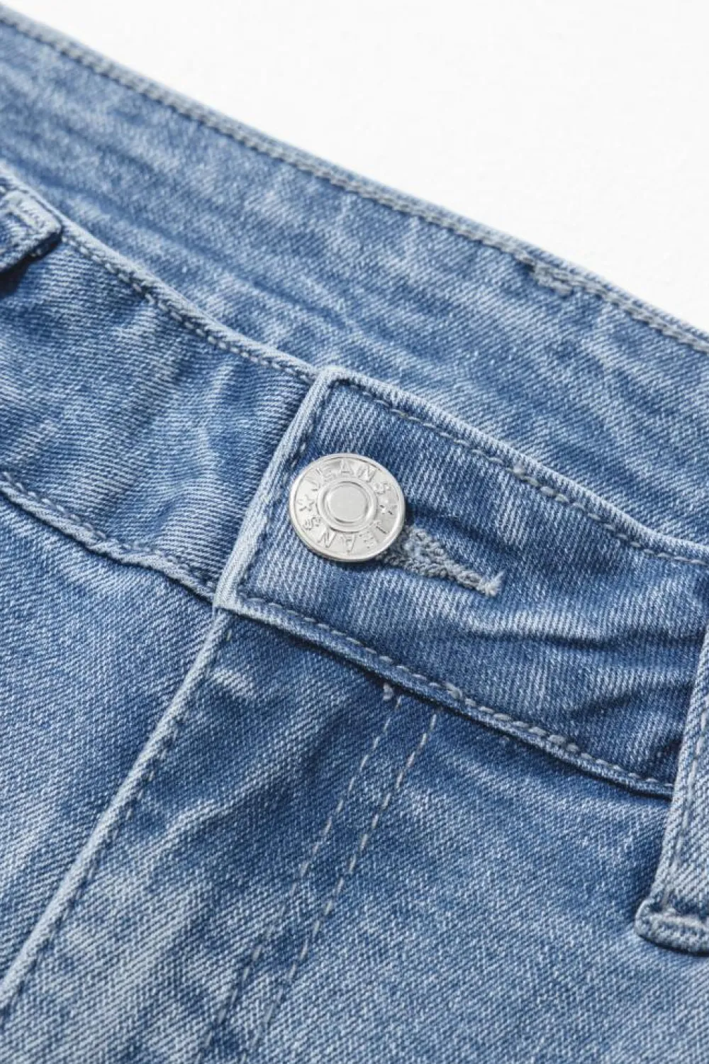 Clearance Dear-Lover Vintage Stitching Raw Hem Flared Jeans Beau Blue