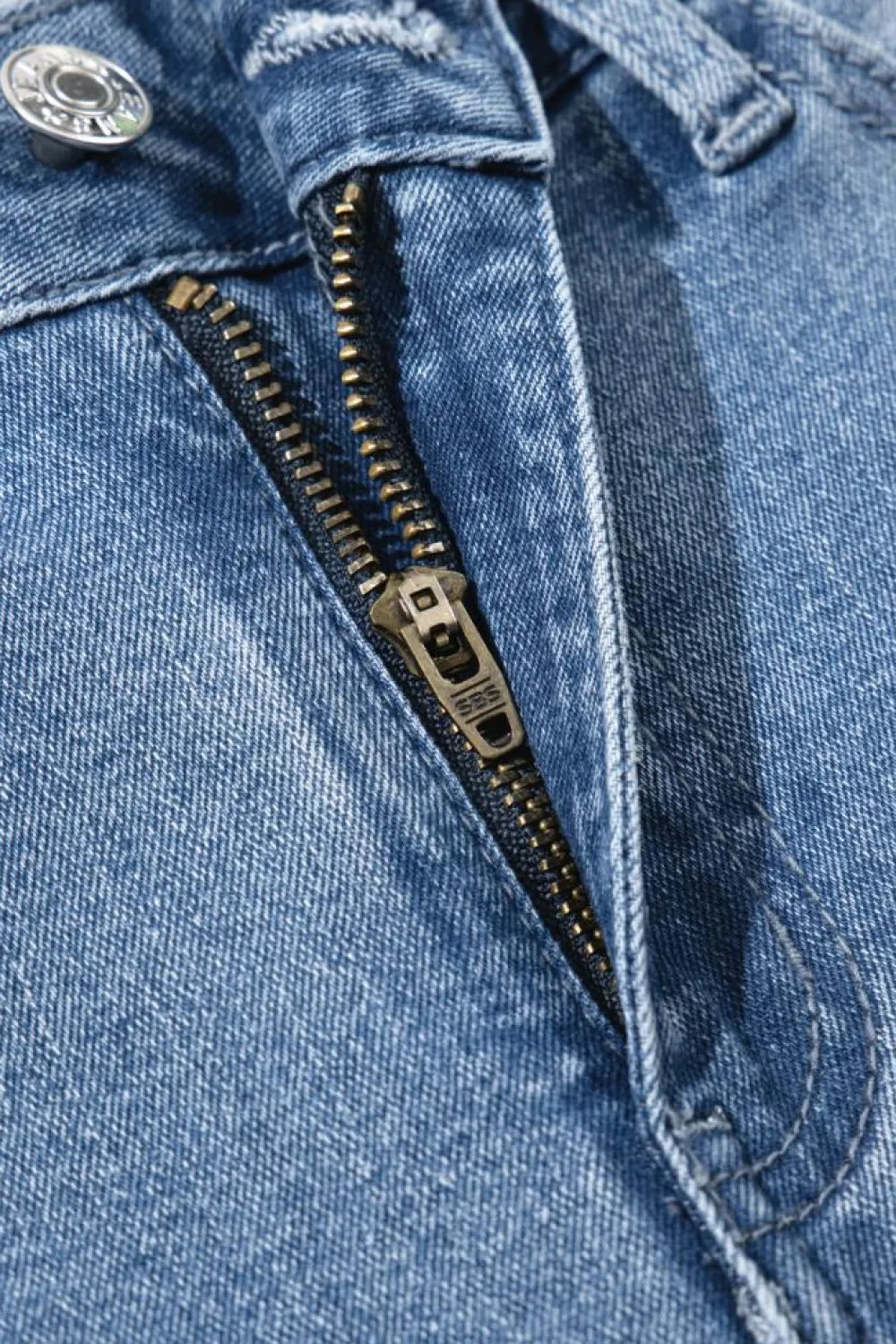 Clearance Dear-Lover Vintage Stitching Raw Hem Flared Jeans Beau Blue