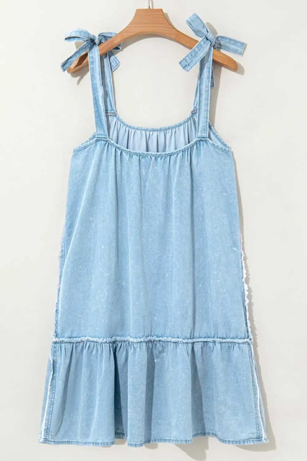 Outlet Dear-Lover Washed Denim Tied Straps Sleeveless Mini Dress Beau Blue