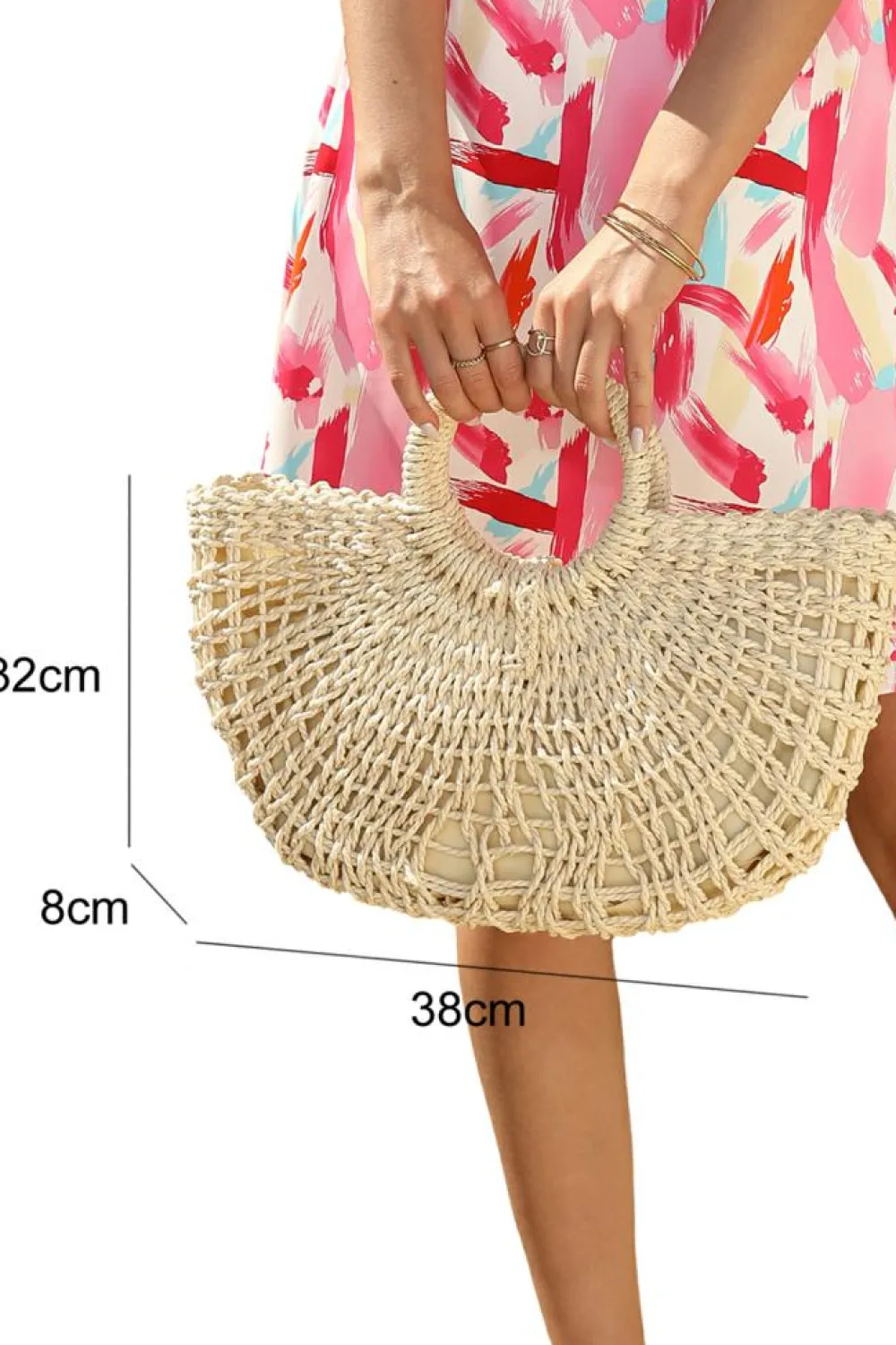 Outlet Dear-Lover Bamboo Weaving Semicircle Tote Handbag Beige