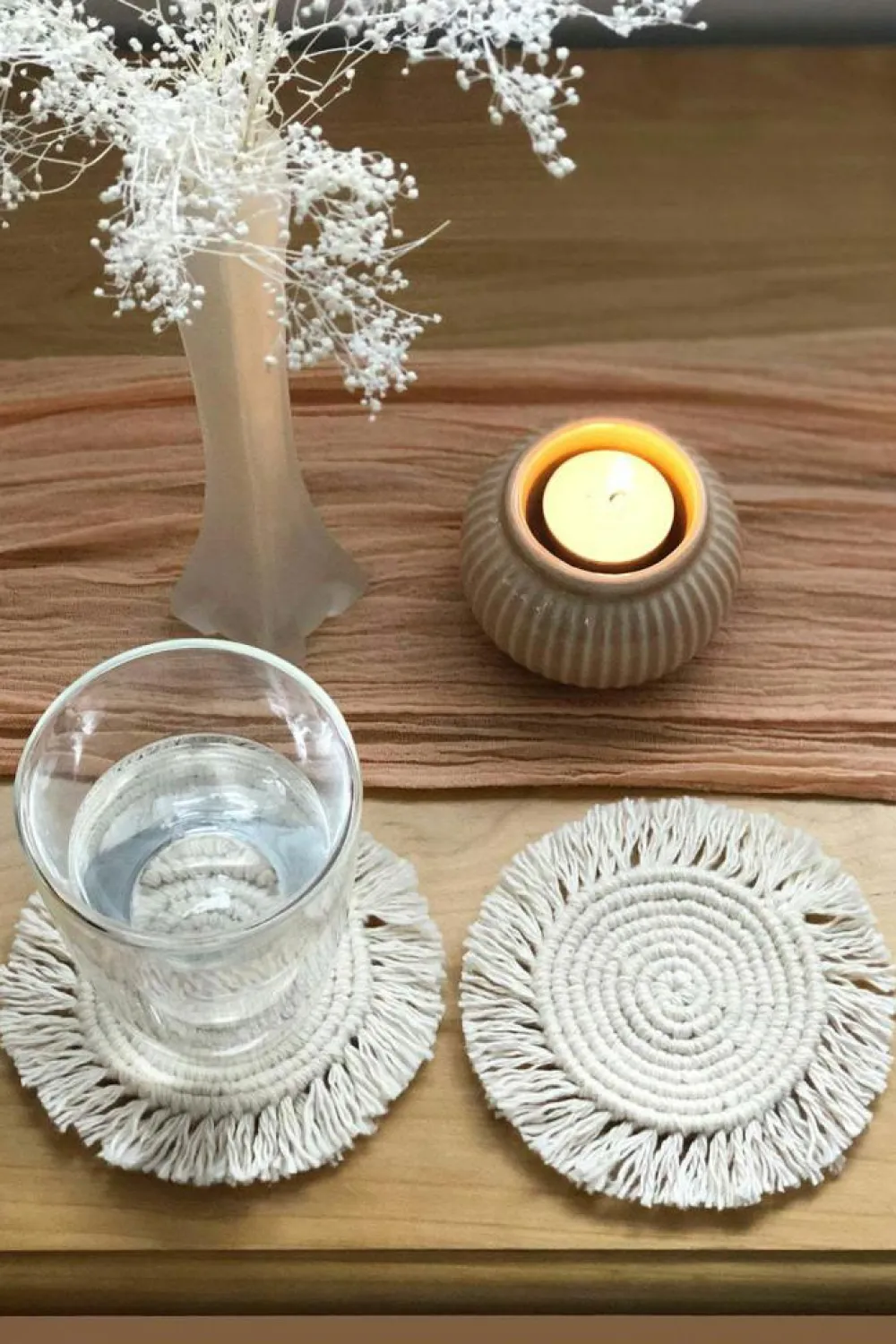 Discount Dear-Lover Boho Tassel Macrame Coaster 15cm Beige