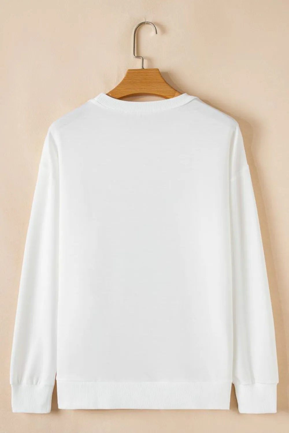 Best Dear-Lover Bow Valentine Drop Shoulder Loose Sweatshirt Beige