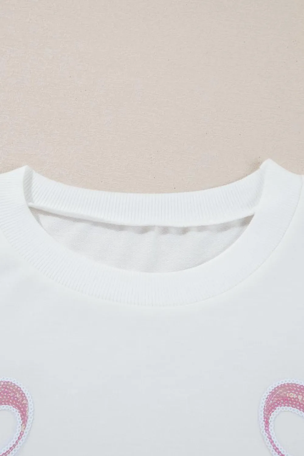 Best Dear-Lover Bow Valentine Drop Shoulder Loose Sweatshirt Beige