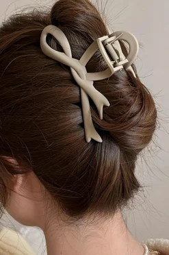 Online Dear-Lover Bowknot Large Hair Claw Clip Beige