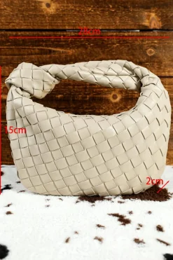 Best Dear-Lover Braided PU Leather Zipper Handbag Beige