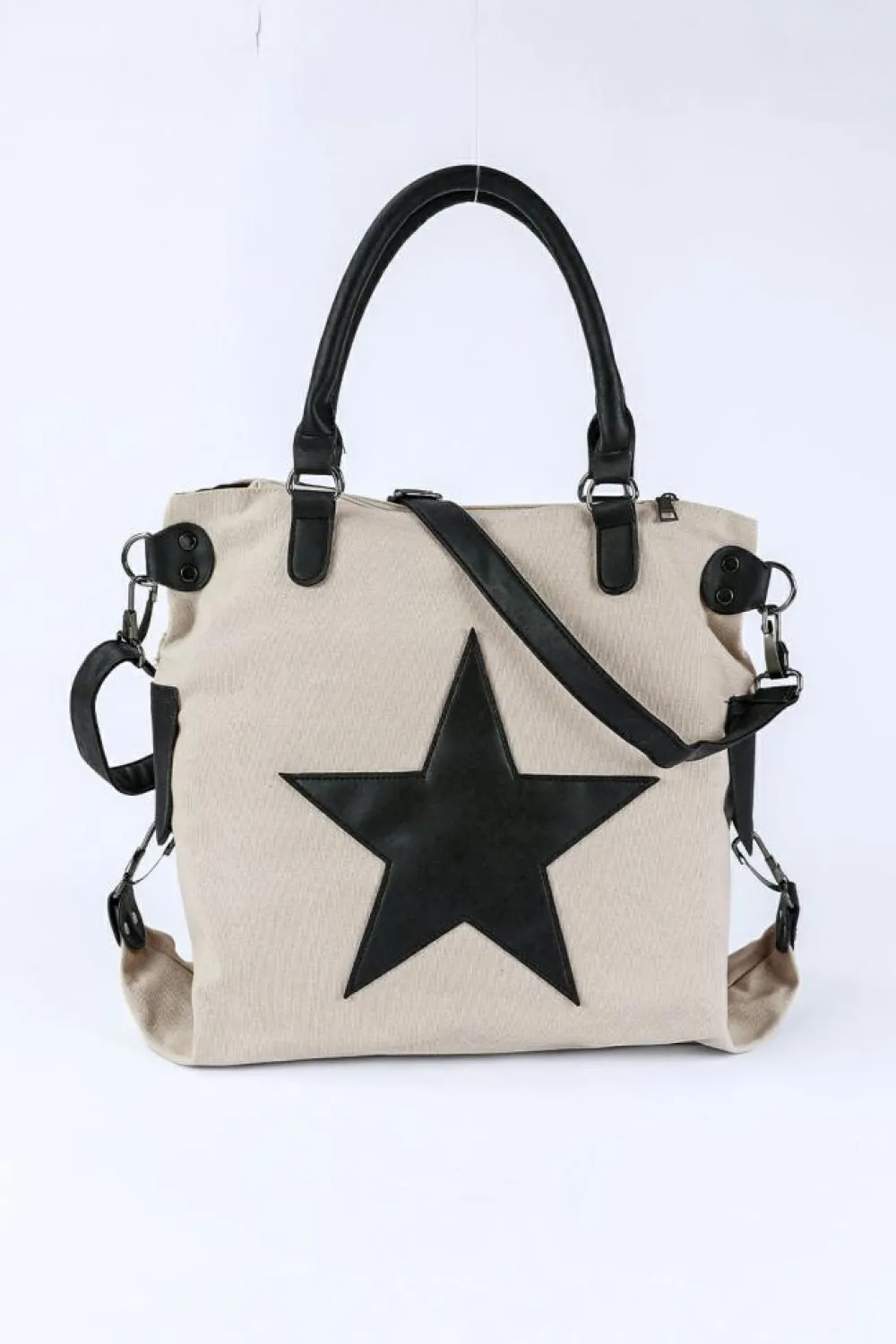New Dear-Lover Casual Five-pointed Star Canvas Tote Bag Beige