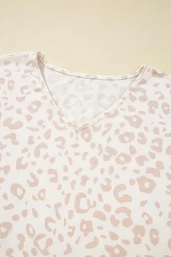 Hot Dear-Lover Cheetah V Neck Tee and Pants Lounge Set Beige