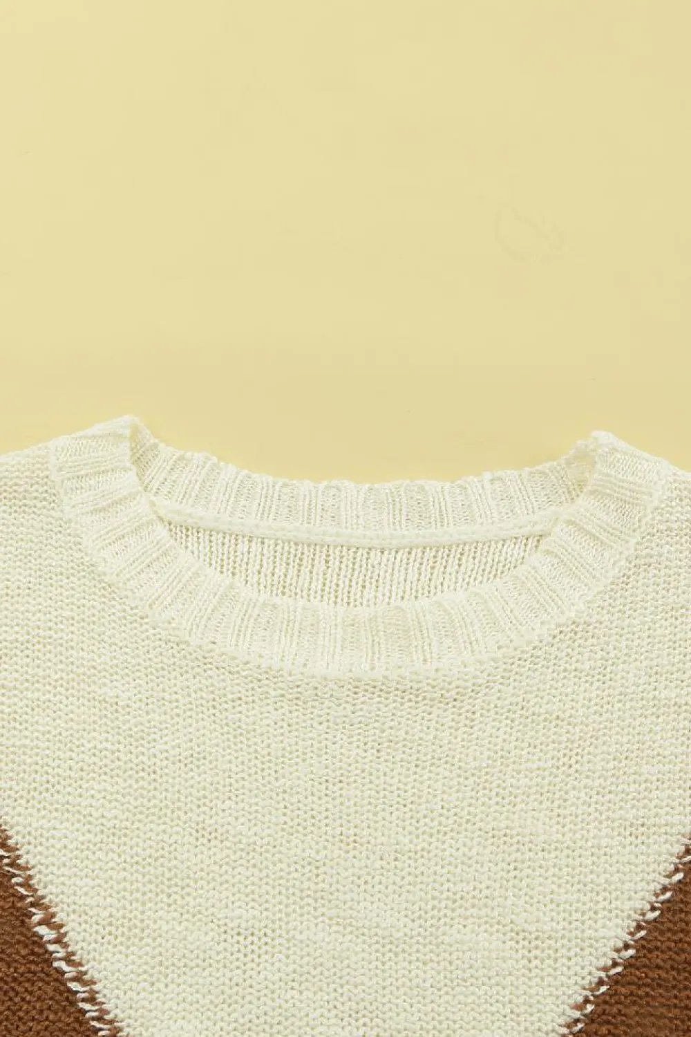 Hot Dear-Lover Chevron Striped Drop Shoulder Sweater Beige