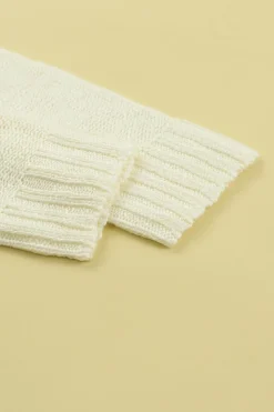 Hot Dear-Lover Chevron Striped Drop Shoulder Sweater Beige
