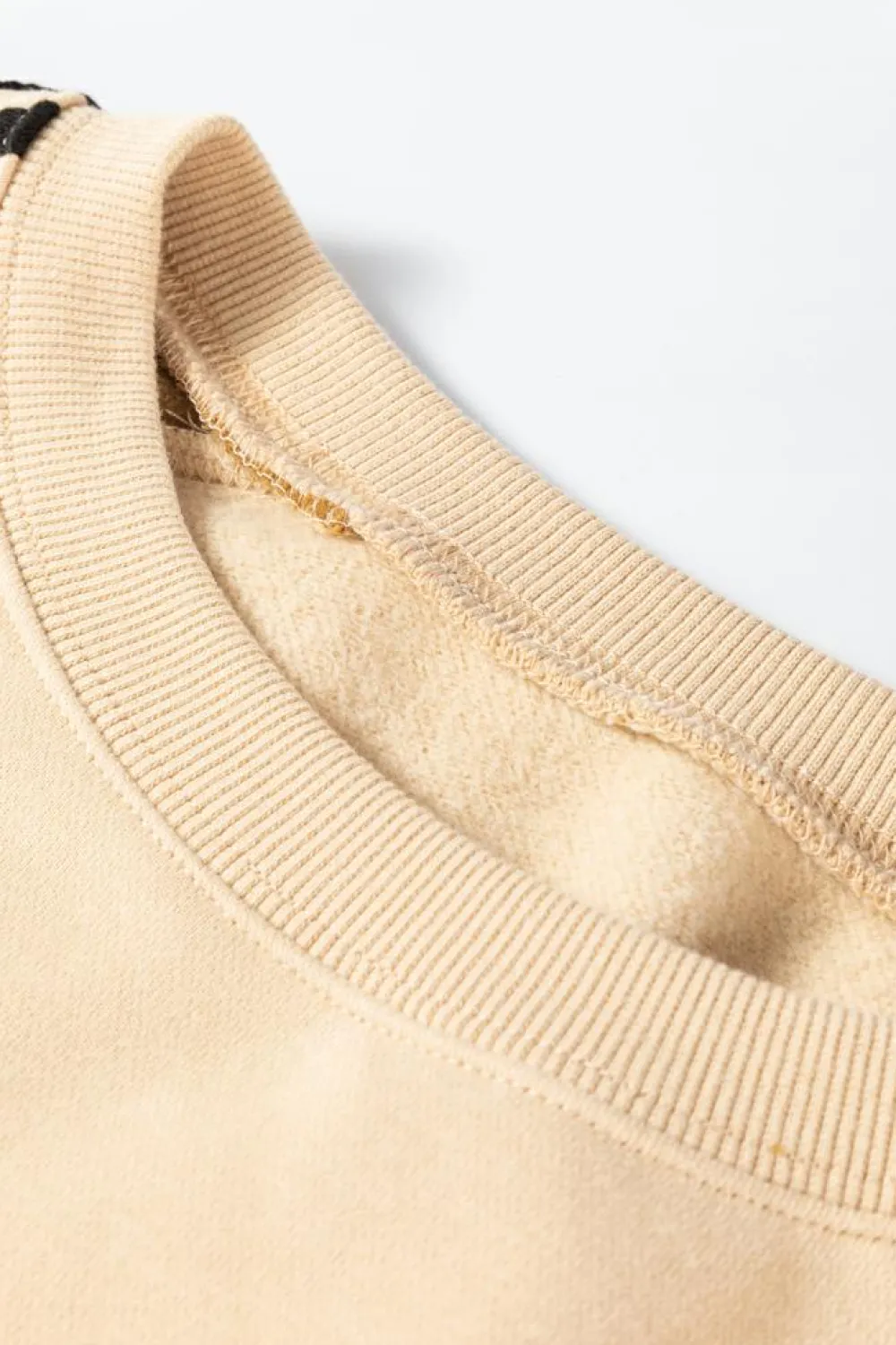Sale Dear-Lover Contrast Striped Patchwork Drop Shoulder Loose Sweatshirt Beige