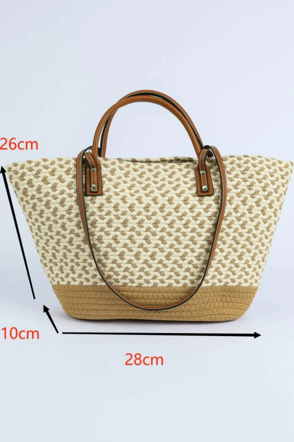 Outlet Dear-Lover Contrast Woven Leather Handle Single Shoulder Bag Beige