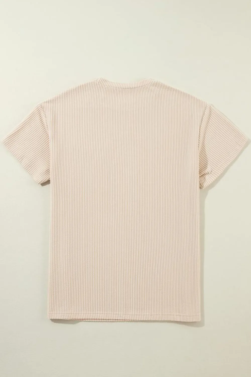 Sale Dear-Lover Corded Knit Pocketed Loose Fit T Shirt Beige