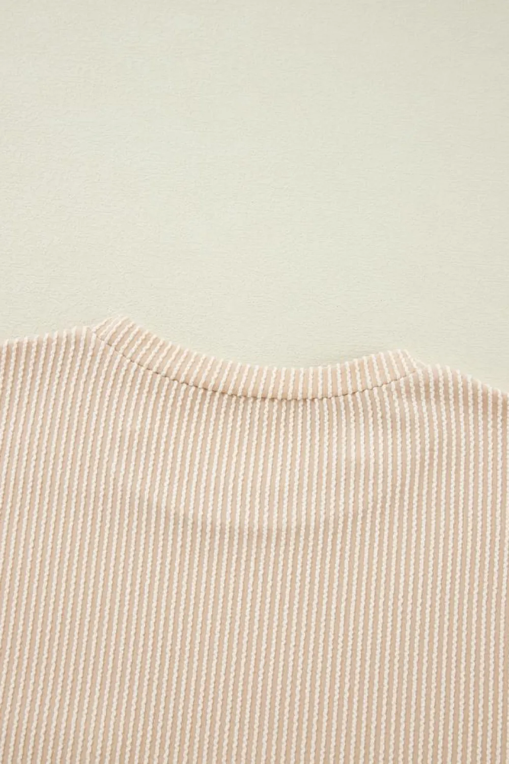 Sale Dear-Lover Corded Knit Pocketed Loose Fit T Shirt Beige