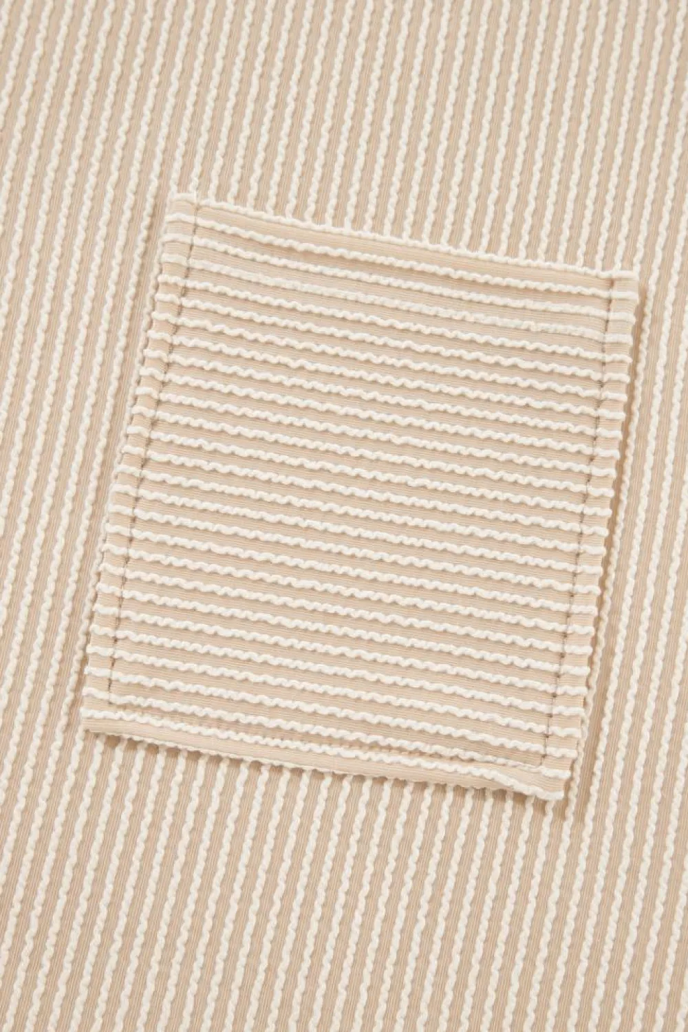 Sale Dear-Lover Corded Knit Pocketed Loose Fit T Shirt Beige