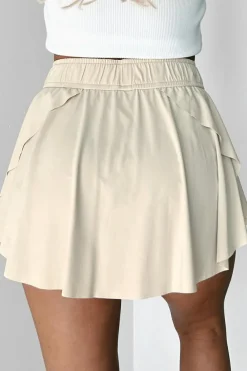 Online Dear-Lover Drawstring High Waist Lined Tennis Skorts Beige