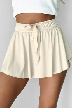 Online Dear-Lover Drawstring High Waist Lined Tennis Skorts Beige