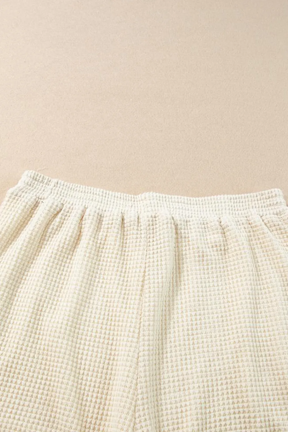 Online Dear-Lover Fringe Trim Textured Short Two Piece Set Beige
