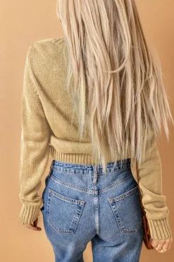 Sale Dear-Lover Front Pockets Buttons Textured Cardigan Beige