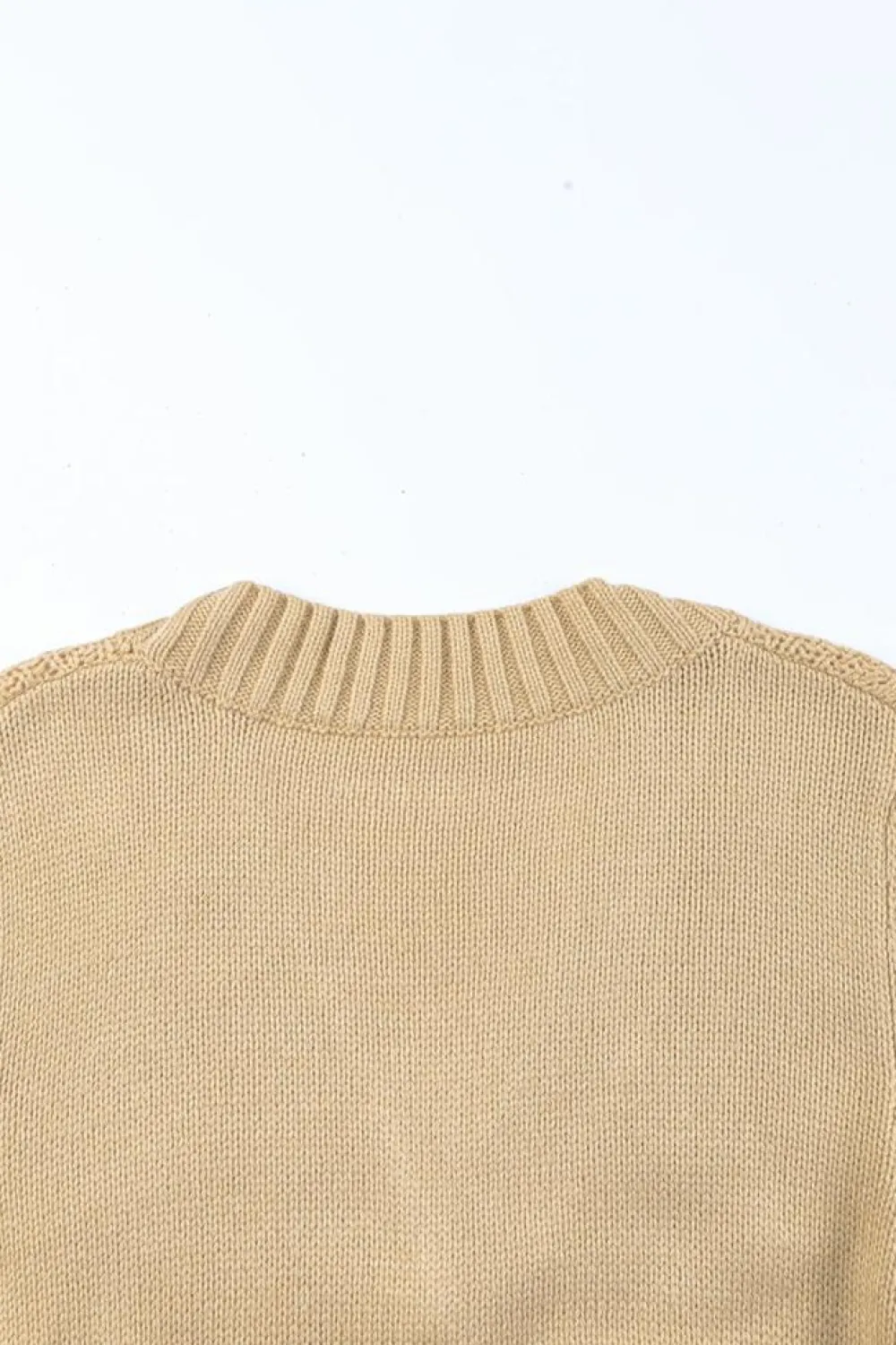 Sale Dear-Lover Front Pockets Buttons Textured Cardigan Beige