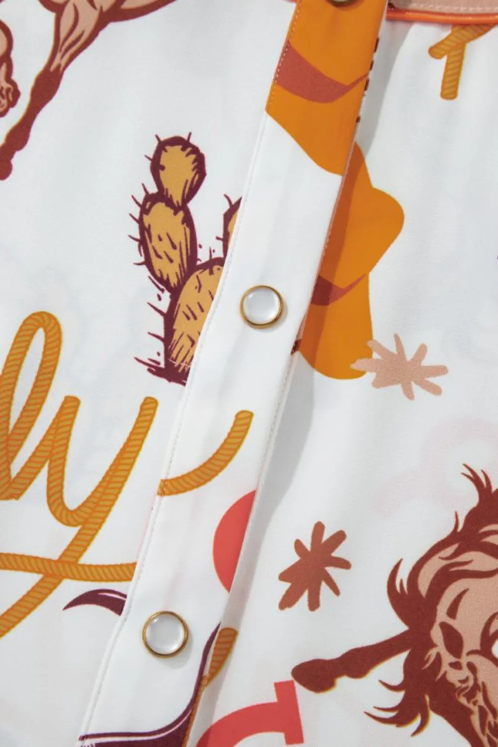 Sale Dear-Lover howdy Western Patterns Button up Loose Shirt Beige