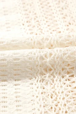 Clearance Dear-Lover Lace Crochet Collared Tunic Oversized Shirt Beige