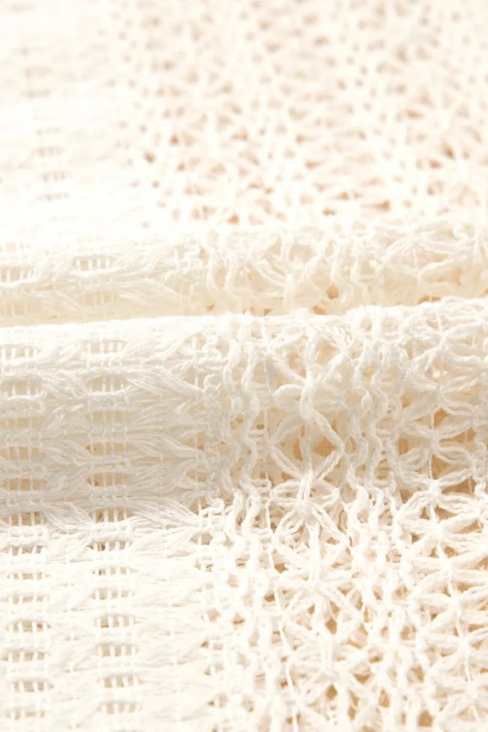 Clearance Dear-Lover Lace Crochet Collared Tunic Oversized Shirt Beige