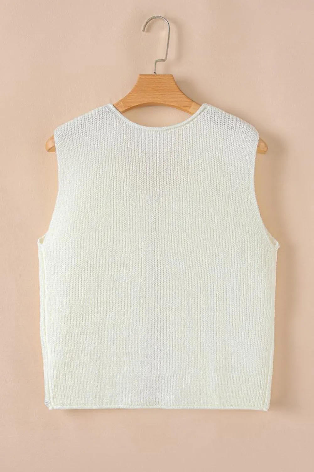 Hot Dear-Lover Lace-up Front V Neck Sweater Vest Beige