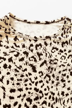 Discount Dear-Lover Leopard Print Boxy Fit Sleeveless Top Beige