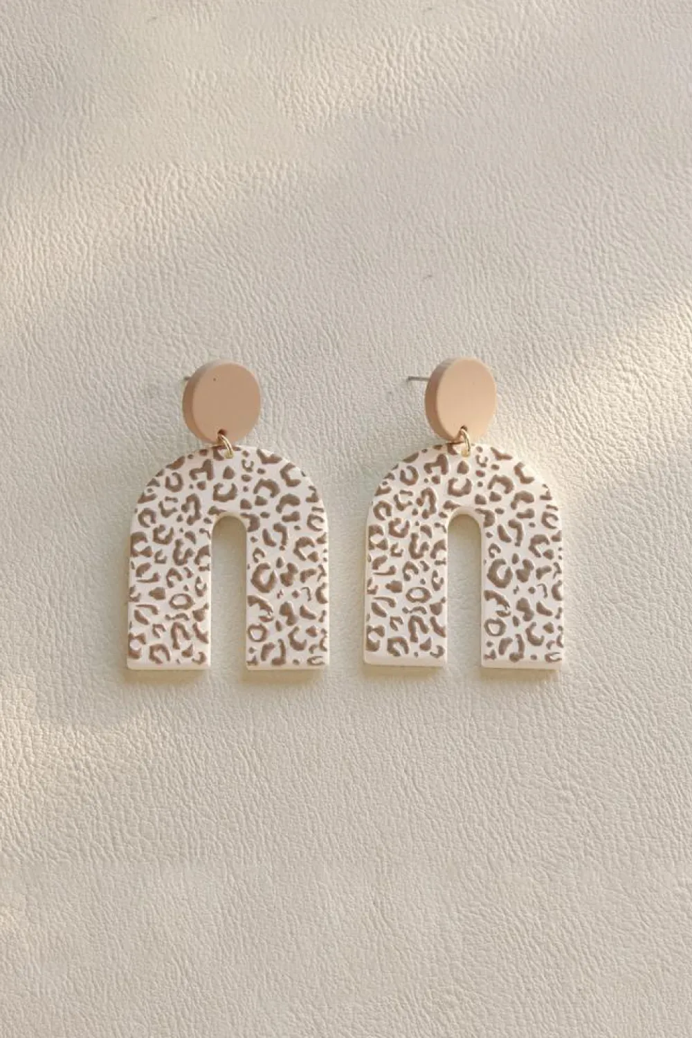 Hot Dear-Lover Neutral Animal Print U Shaped Earrings Beige