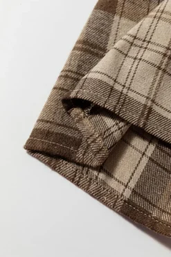 Clearance Dear-Lover Plaid Patchwork High Waist Sweatshirt Mini Dress Beige