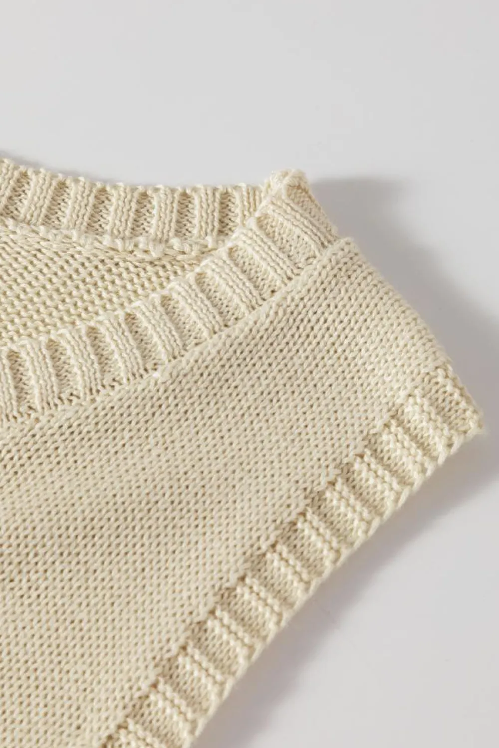 Sale Dear-Lover Pointelle Detail Solid Color Knit Sweater Vest Beige