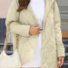 Best Dear-Lover Quilted Snap Button Hooded Coat Beige