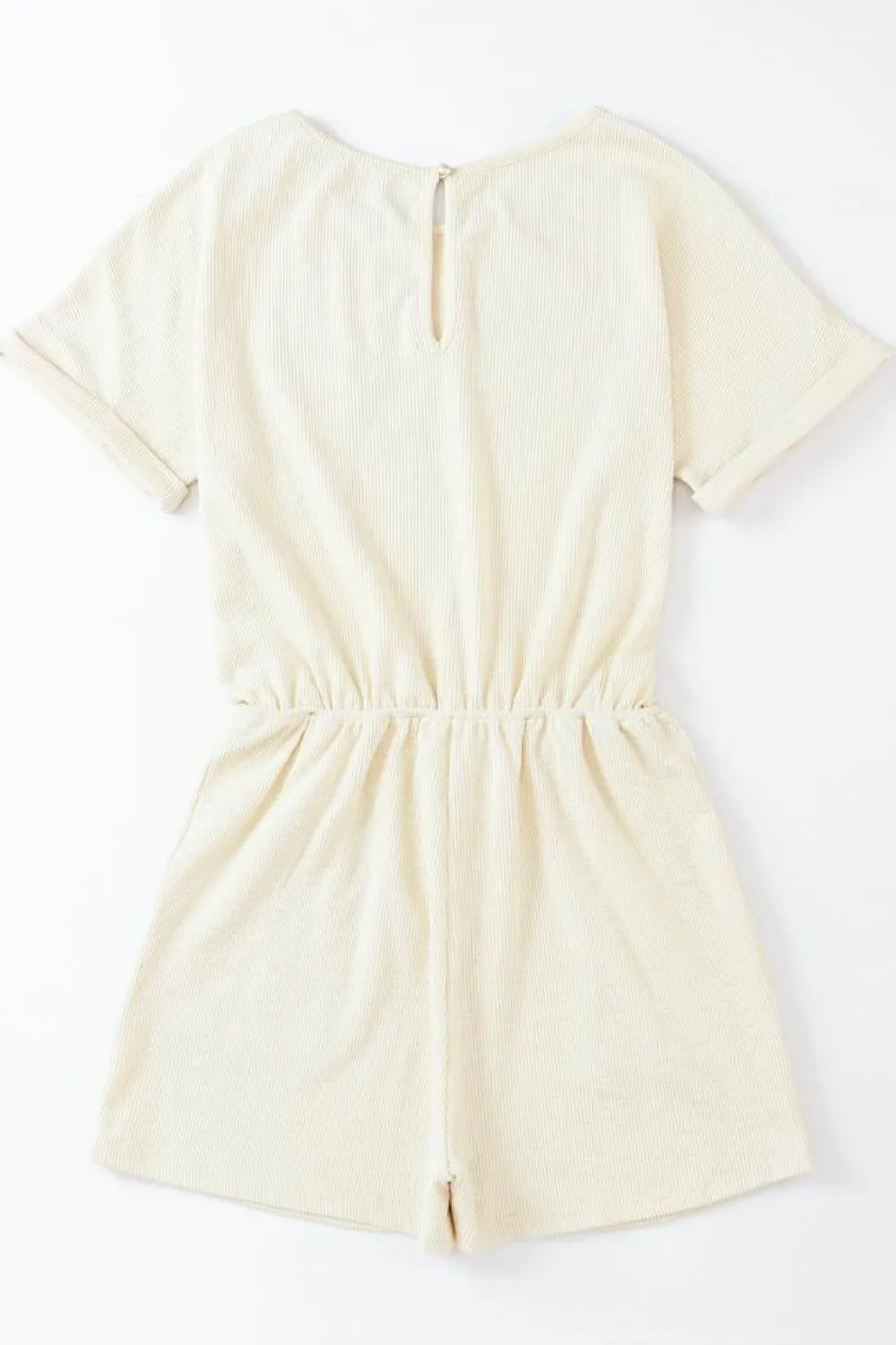 Outlet Dear-Lover Ribbed Elastic Waist Romper Beige