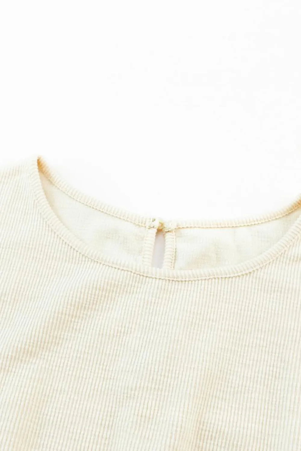 Outlet Dear-Lover Ribbed Elastic Waist Romper Beige