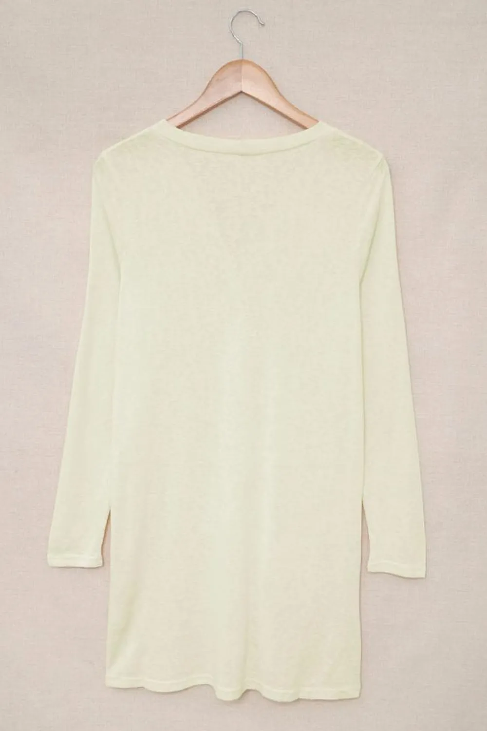 Best Dear-Lover Solid Color Open-Front Buttons Cardigan Beige