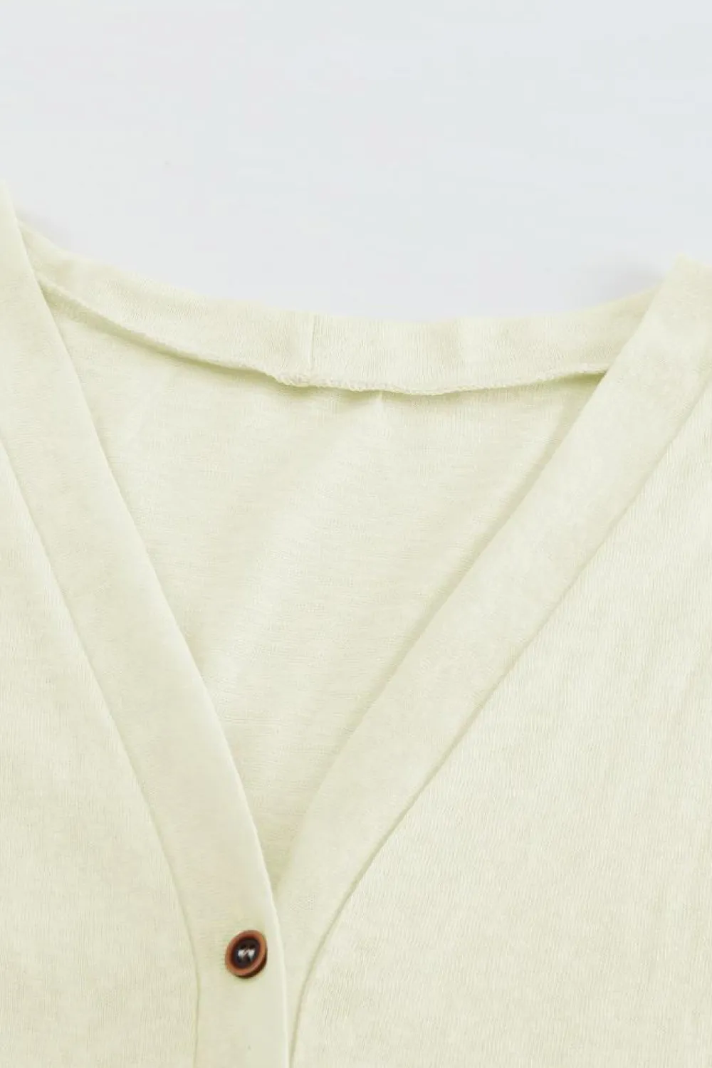 Best Dear-Lover Solid Color Open-Front Buttons Cardigan Beige